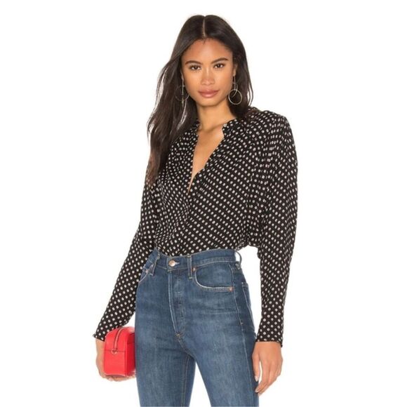 Joie Tangia Button Blouse Dolman Sleeve‎ Ikat Dot Pattern Size Small - Picture 1 of 10